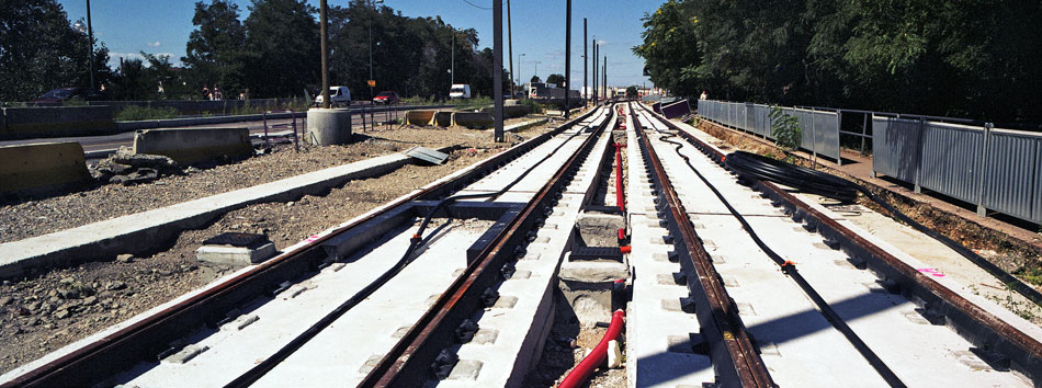 Jeudi 21 août 2008, les travaux du futur tramway, bd Ambroise-Croizat, à Vénissieux.