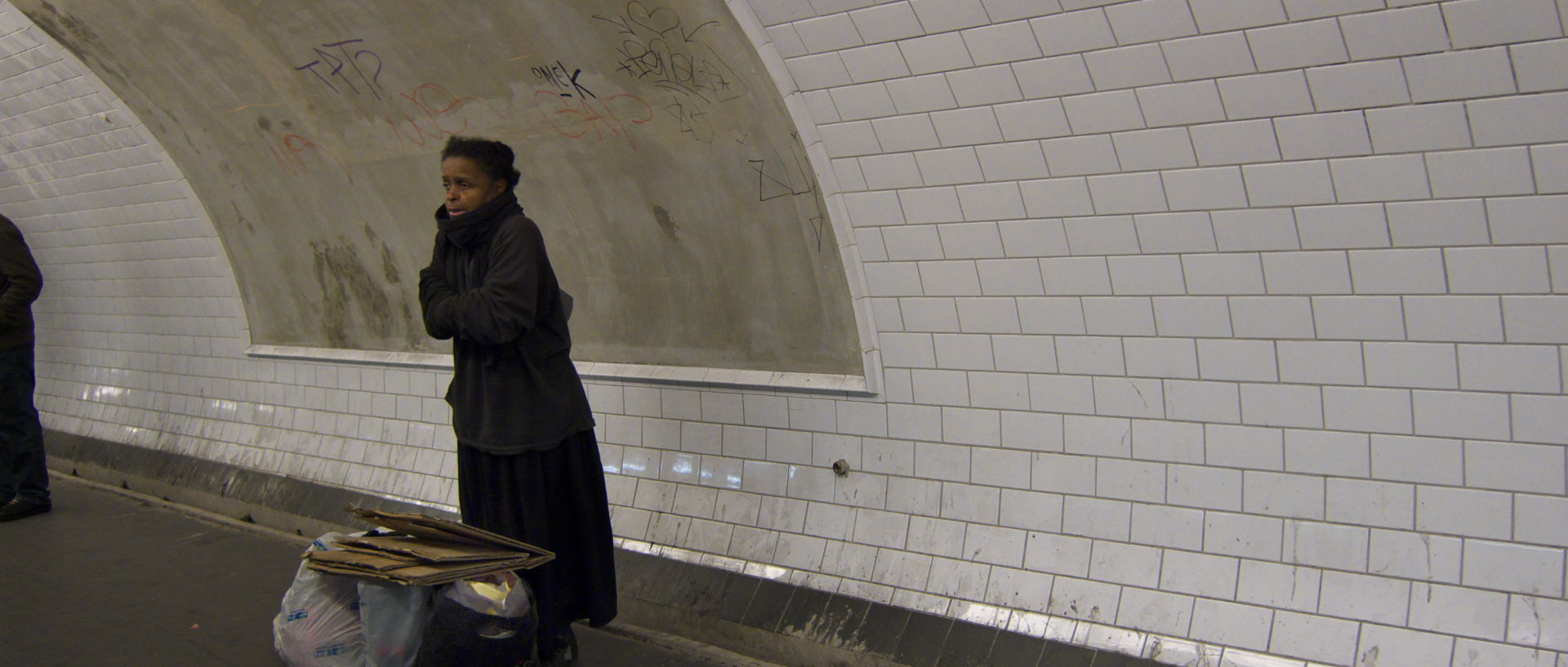 Photo dans une station de métro, Paris, Châtelet.