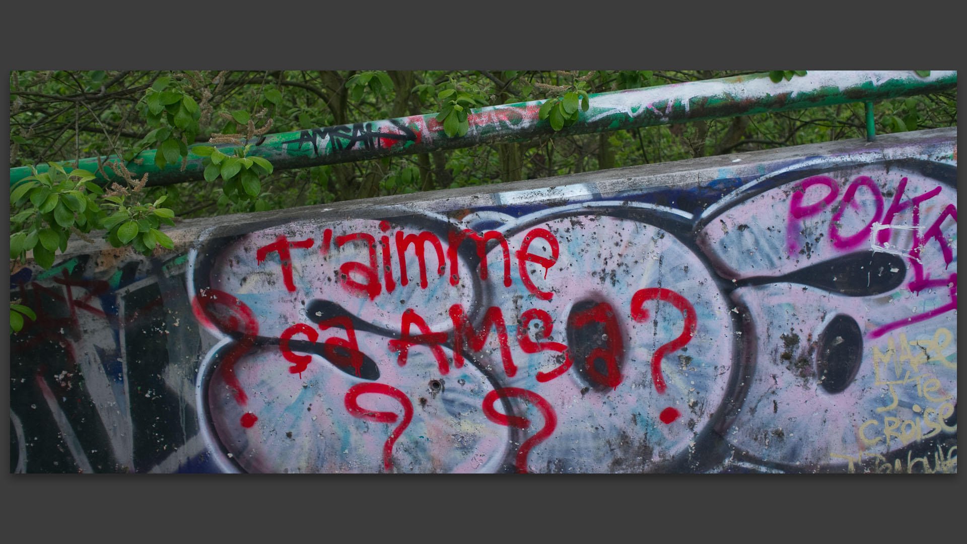 Tag sur une passerelle enjambant le canal de Roubaix, à Wasquehal.