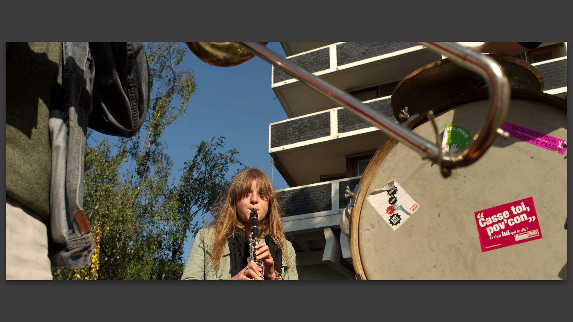 Orchestre sur le parcours de la manifestation contre la réforme des retraites.