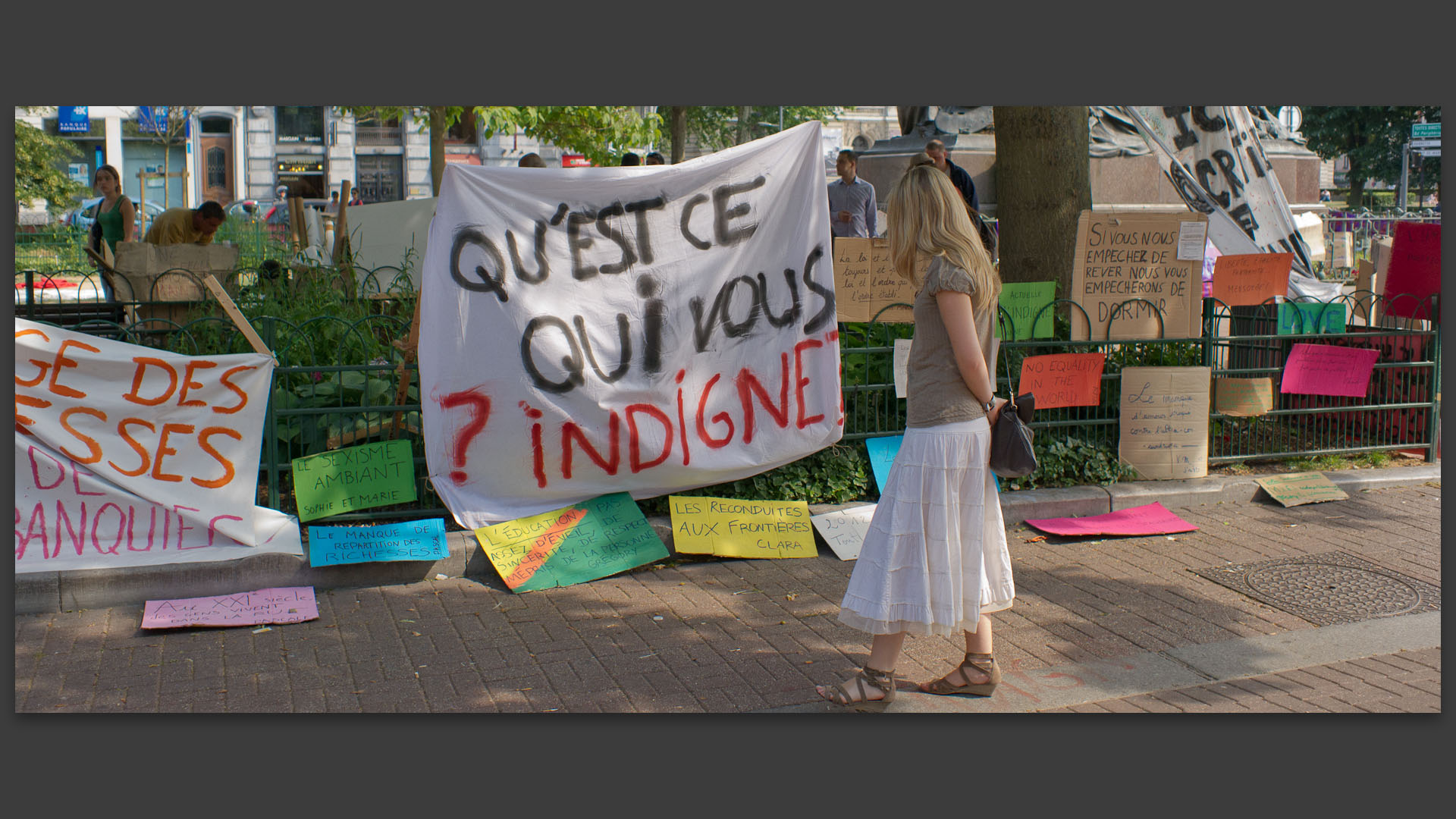 Le mouvement des indignés, place Richebé, à Lille.