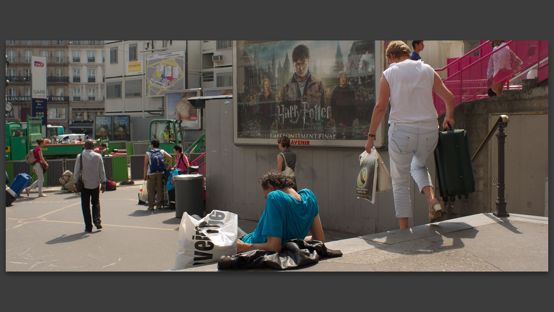 Canicule à la gare Saint-Lazare, à Paris.