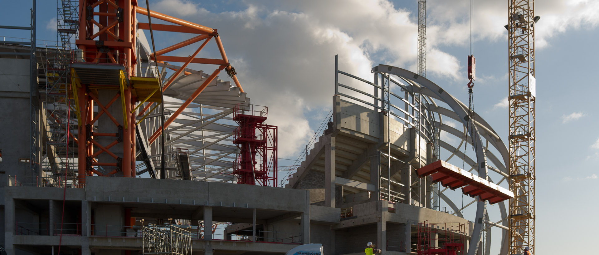 Le chantier du grand stade de la métropole lilloise, à Villleneuve d'ascq.