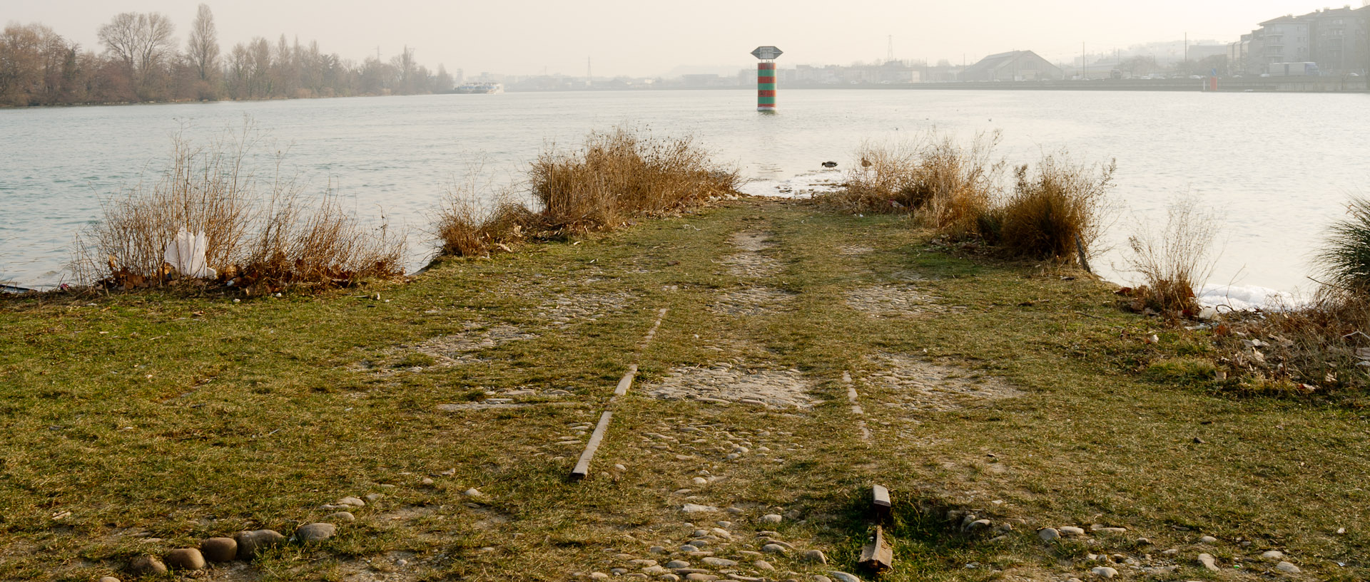 Confluence du Rhône et de la Saône au bout de la presqu'île de Lyon.