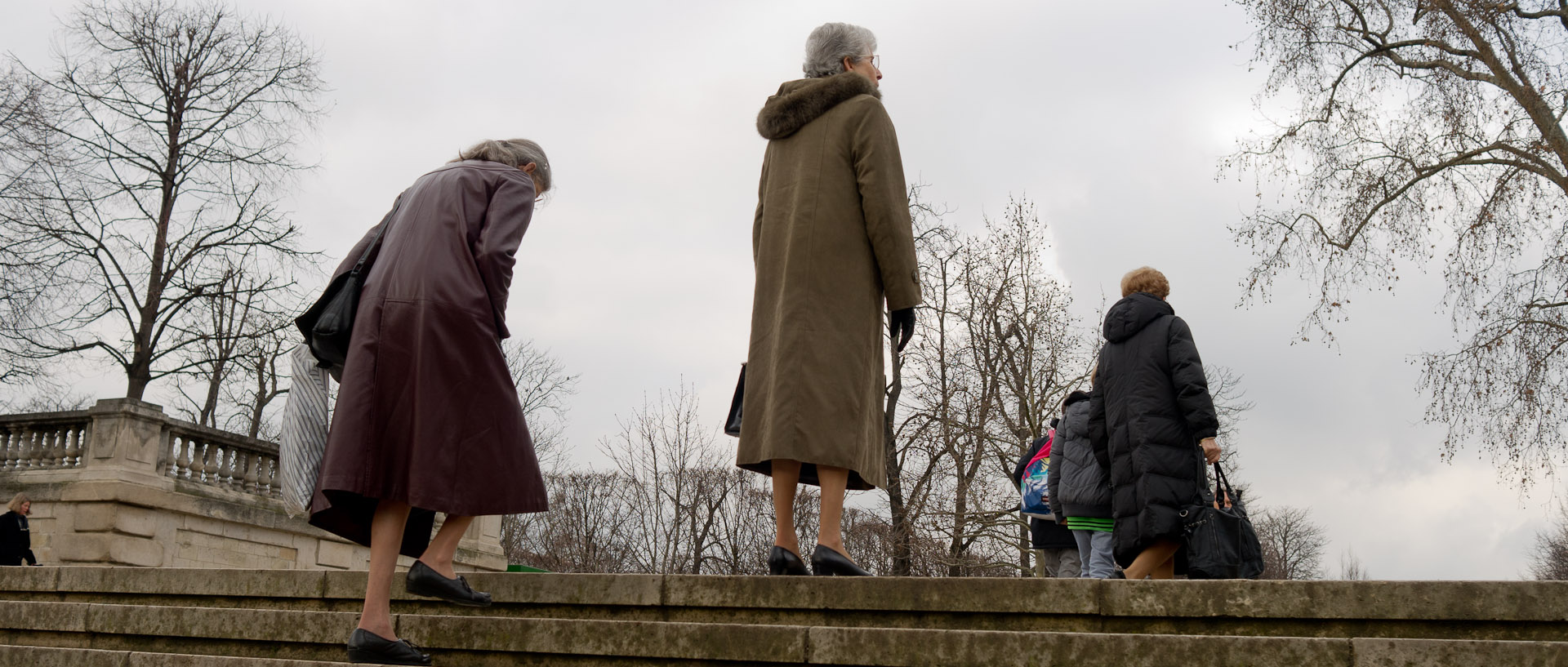 Vieilles femmes au jardin des Tuileries, à Paris.