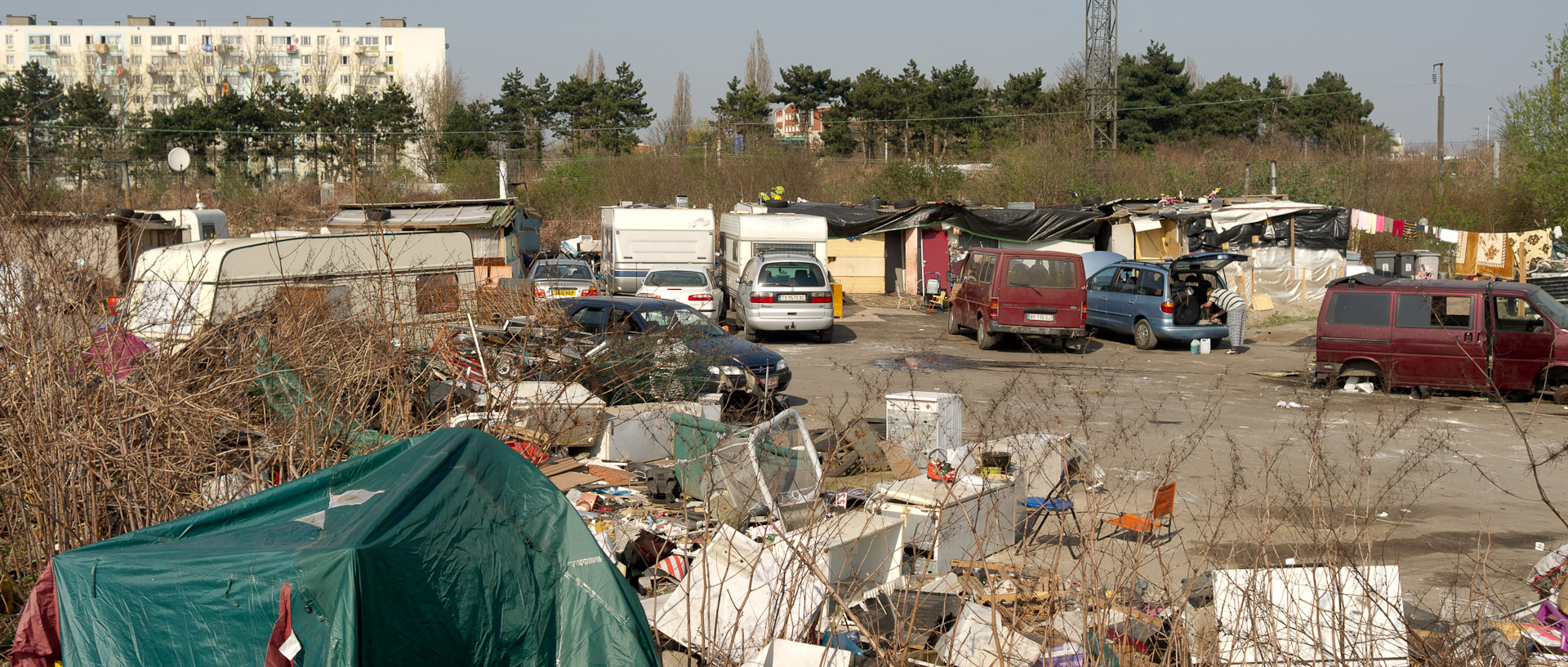 Campement Roms, porte d'Arras, à Lille.