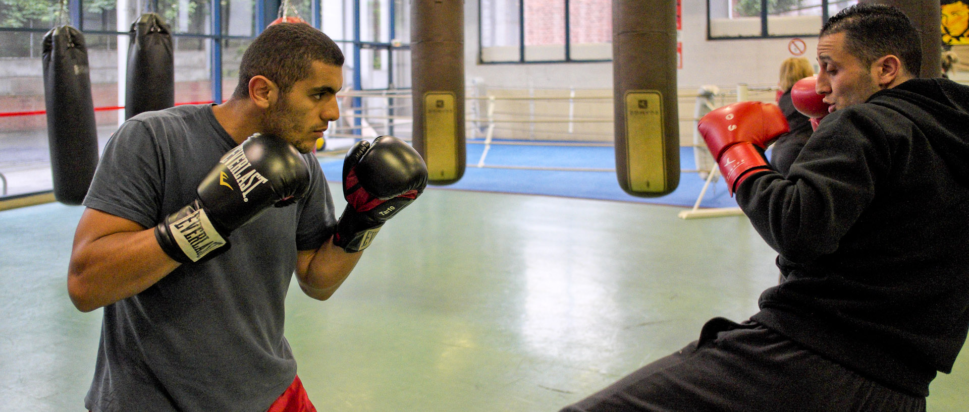 Entraînement de boxe, salle Léo-Lagrange, à Tourcoing.