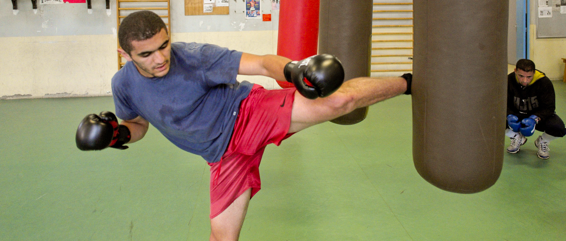 Entraînement de boxe, salle Léo-Lagrange, à Tourcoing.