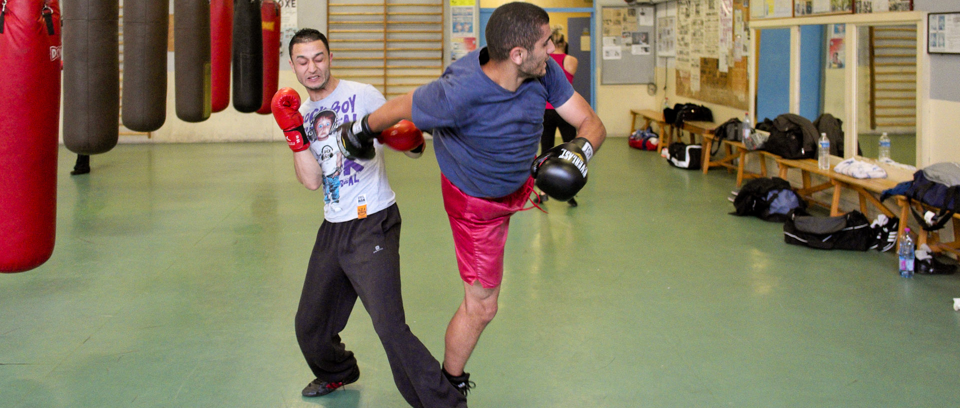 Entraînement de boxe, salle Léo-Lagrange, à Tourcoing.