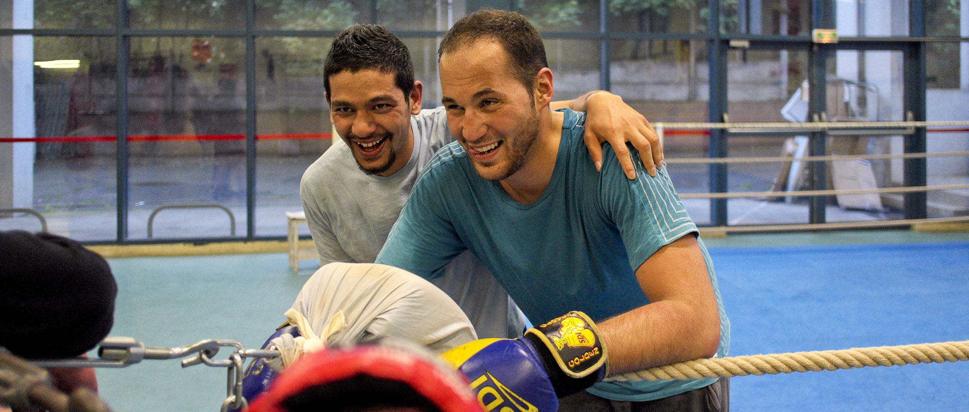 Entraînement de boxe, salle Léo-Lagrange, à Tourcoing.