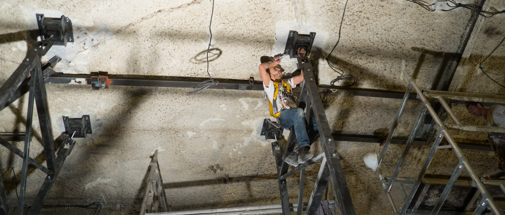 Le chantier de rénovation de l'auditorium de l'Orchestre national de Lille, au Nouveau Siècle, à Lille.