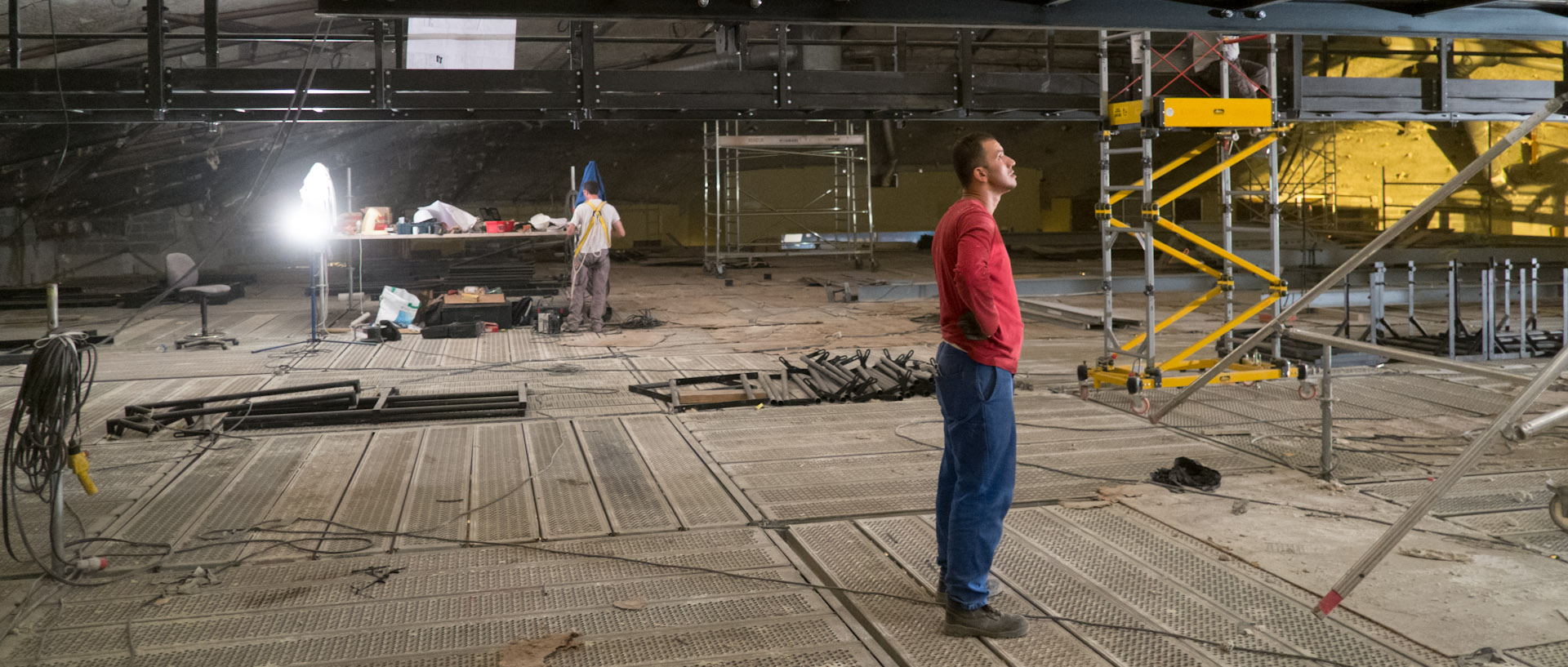 Le chantier de rénovation de l'auditorium de l'Orchestre national de Lille, au Nouveau Siècle, à Lille.