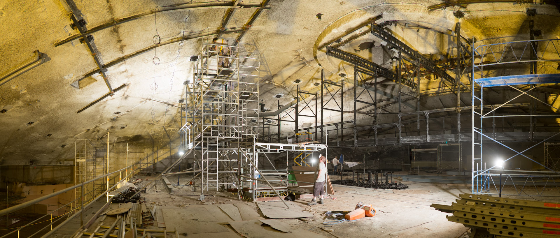 Le chantier de rénovation de l'auditorium de l'Orchestre national de Lille, au Nouveau Siècle, à Lille.