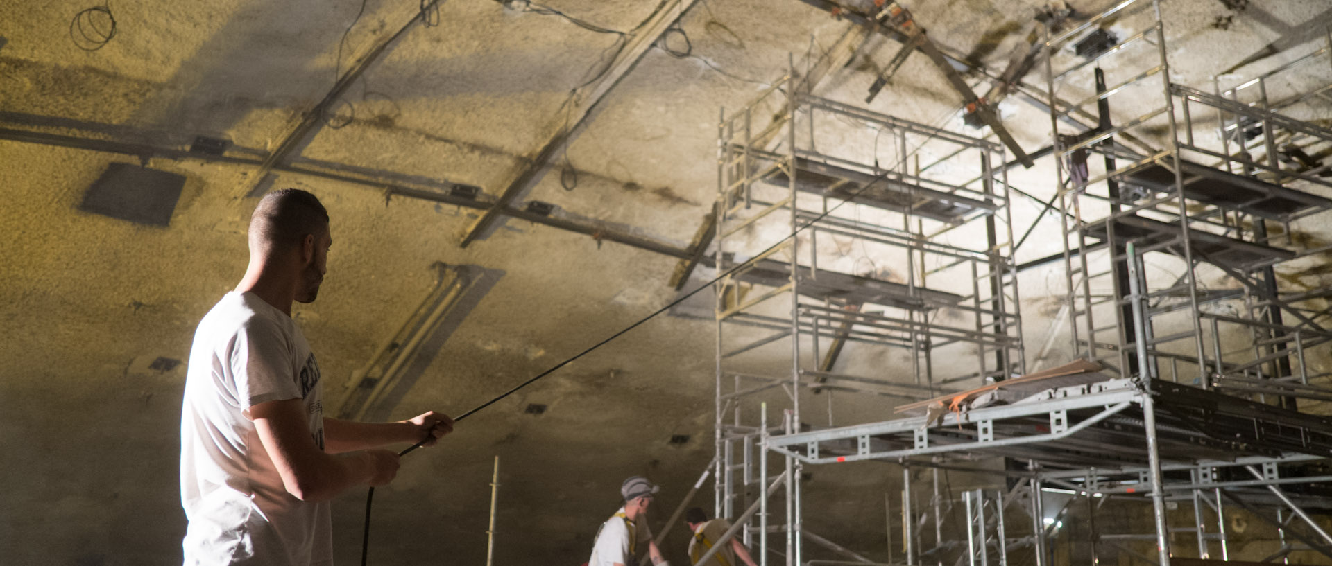 Le chantier de rénovation de l'auditorium de l'Orchestre national de Lille, au Nouveau Siècle, à Lille.