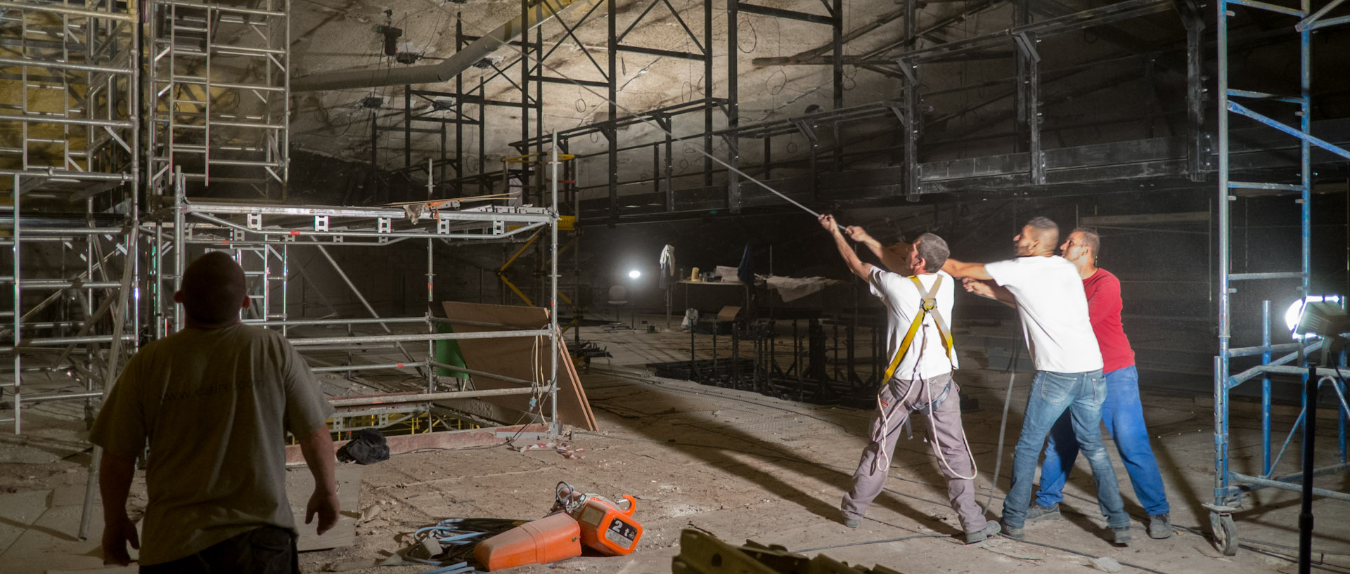 Le chantier de rénovation de l'auditorium de l'Orchestre national de Lille, au Nouveau Siècle, à Lille.