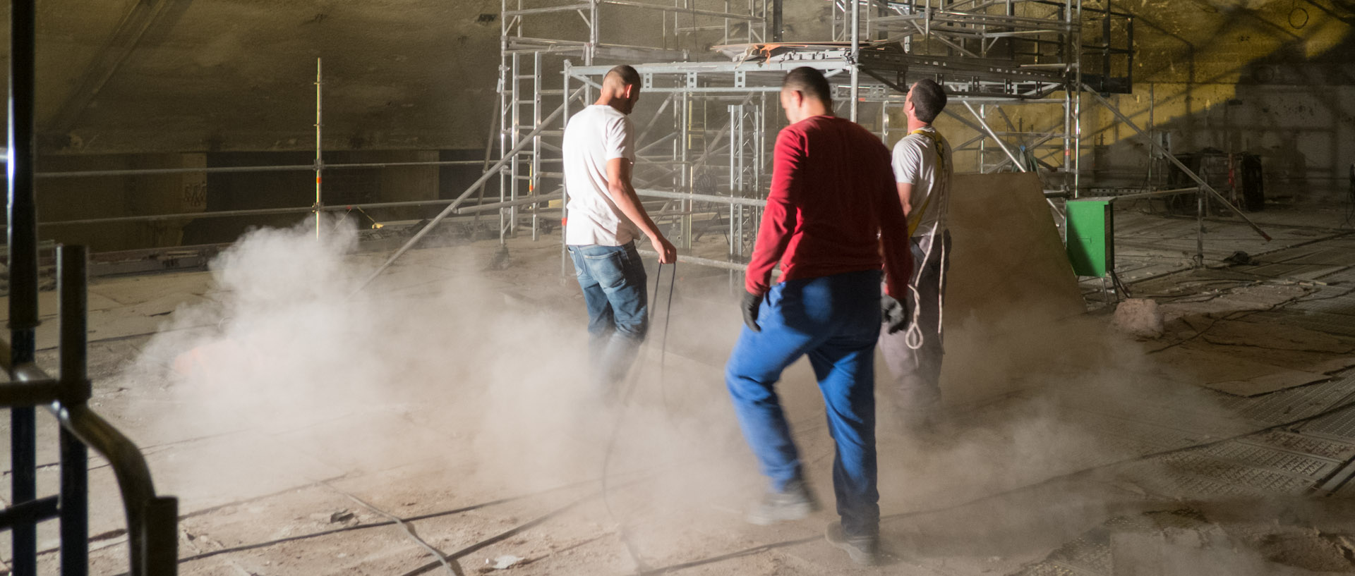 Le chantier de rénovation de l'auditorium de l'Orchestre national de Lille, au Nouveau Siècle, à Lille.