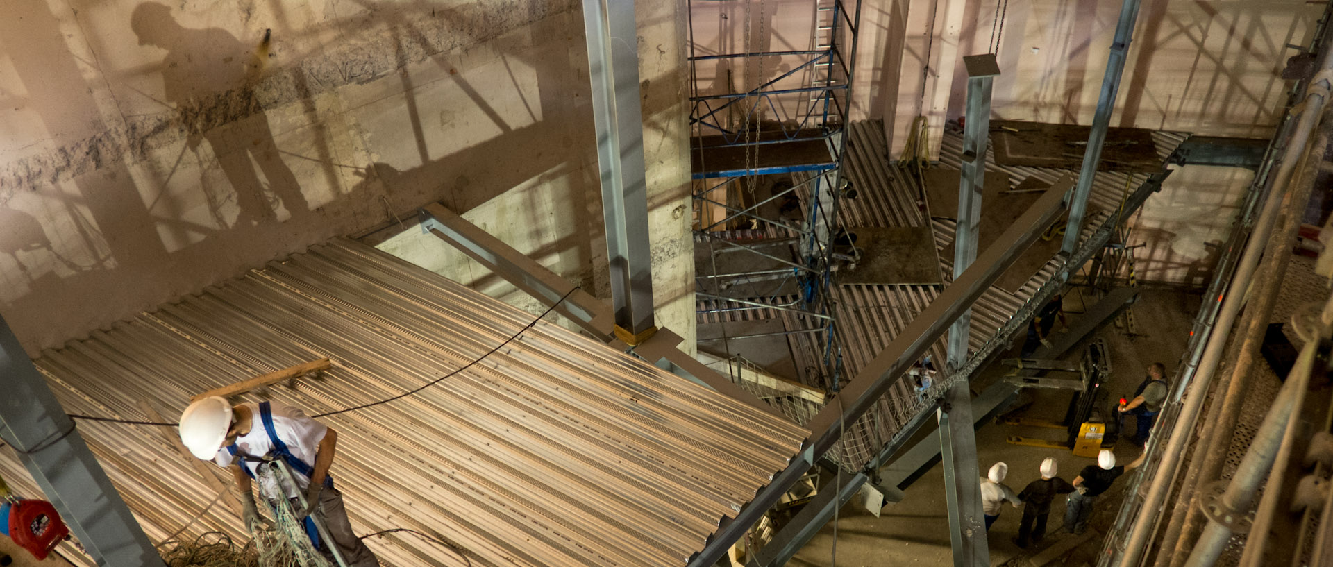 Le chantier de l'auditorium de l'Orchestre national de Lille, au Nouveau Siècle, à Lille.