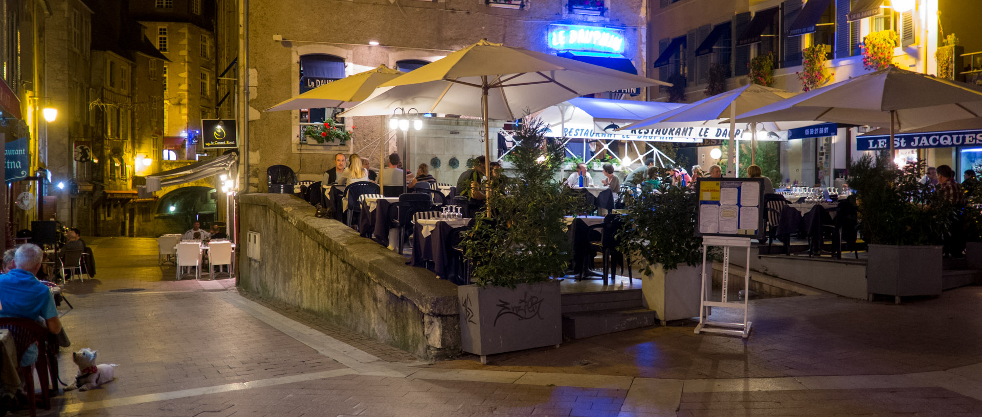 La vieille ville de Pau, la nuit.