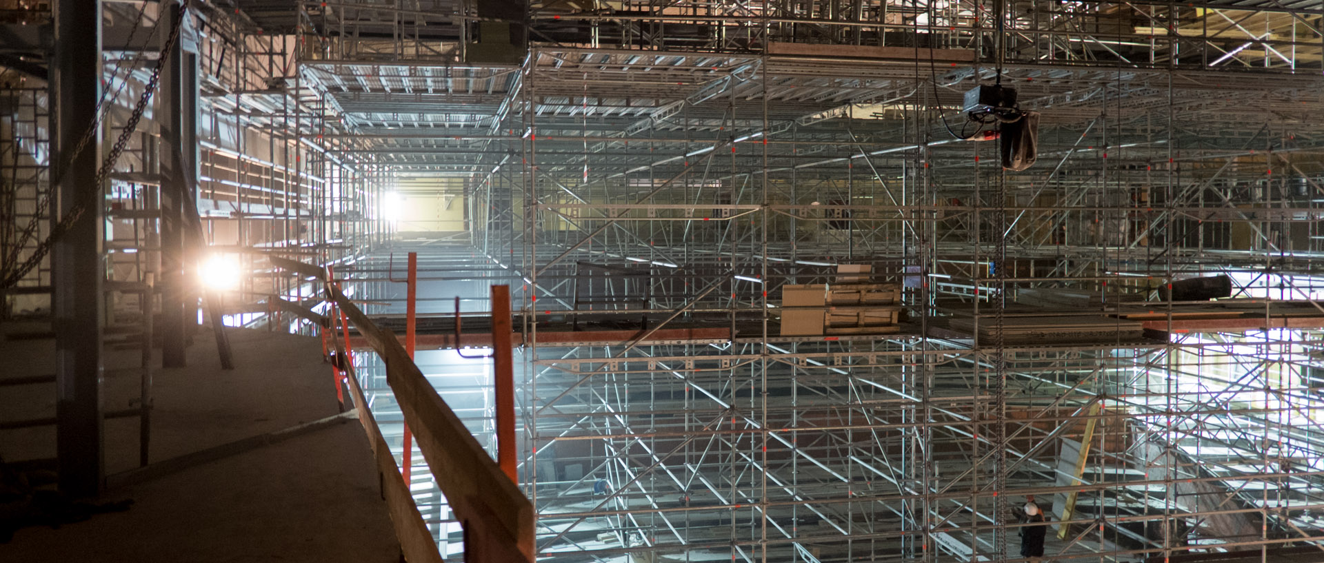 Le chantier de l'auditorium de l'Orchestre national de Lille, au Nouveau Siècle, à Lille.