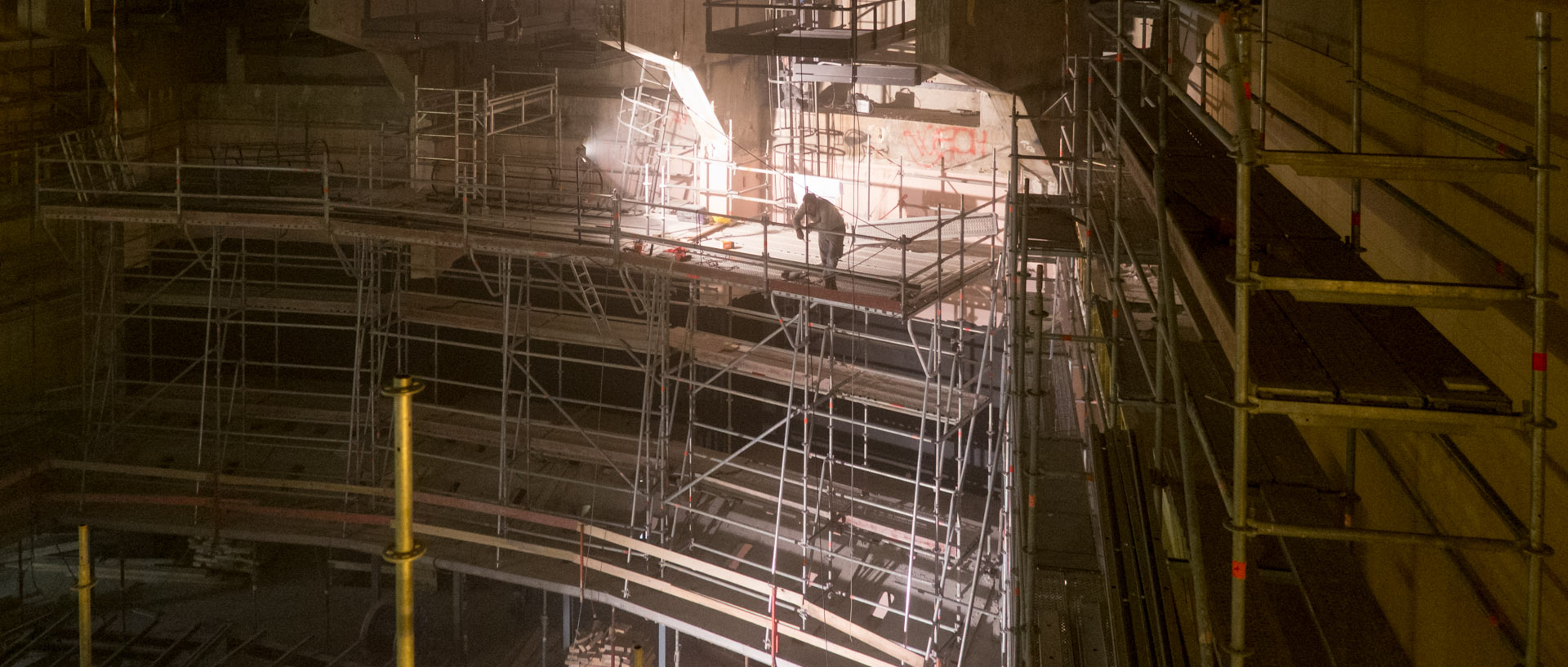 Le chantier de l'auditorium de l'Orchestre national de Lille, au Nouveau Siècle, à Lille.