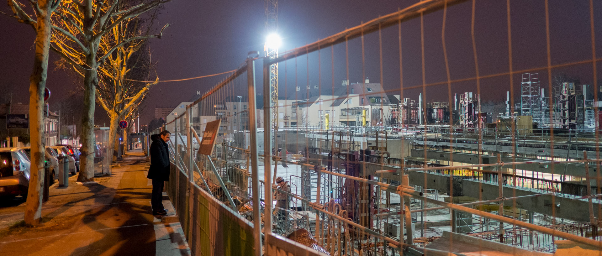 Le chantier de reconstruction du centre Leclerc, à Nanterre.